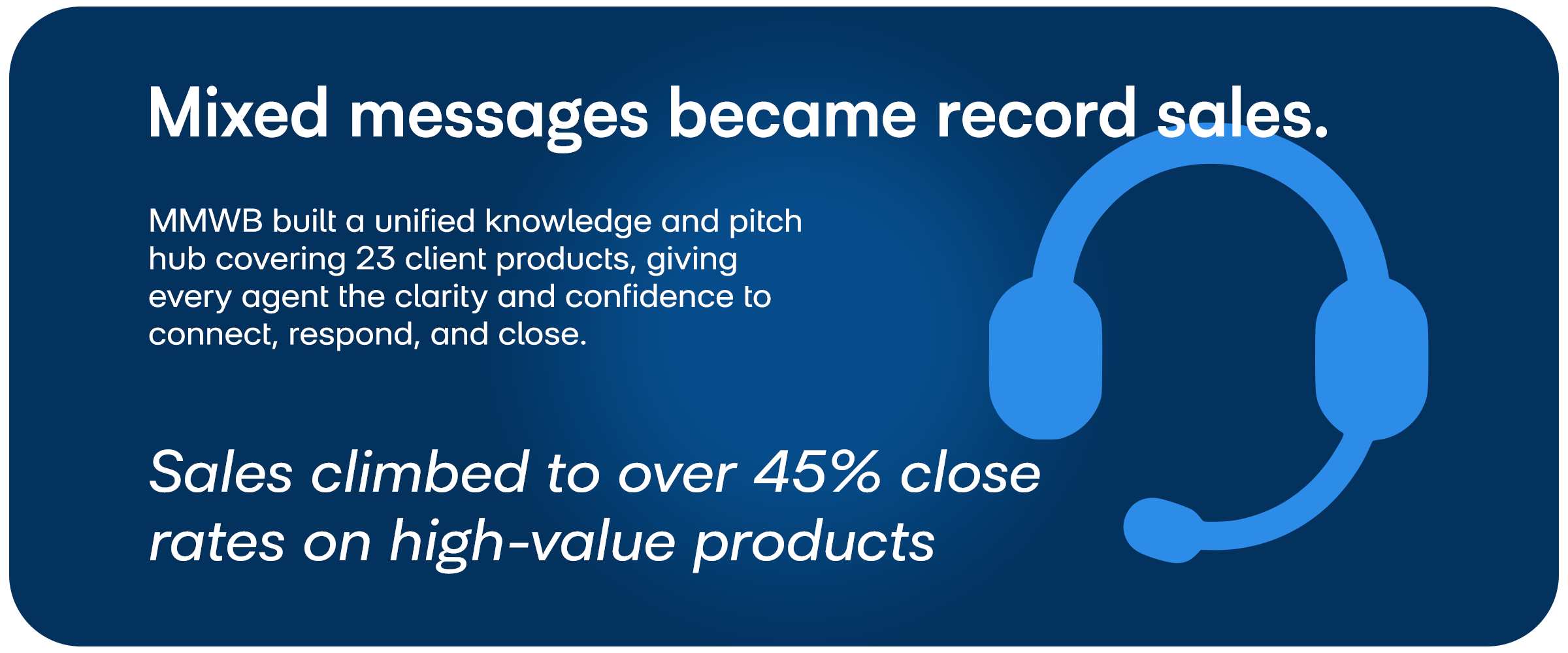 MMWB made sales climb  over 45% on high-value products.